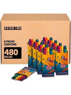 Bulk Crayons Set of 480 Packs - Nontoxic Colorful School Supplies for Kids